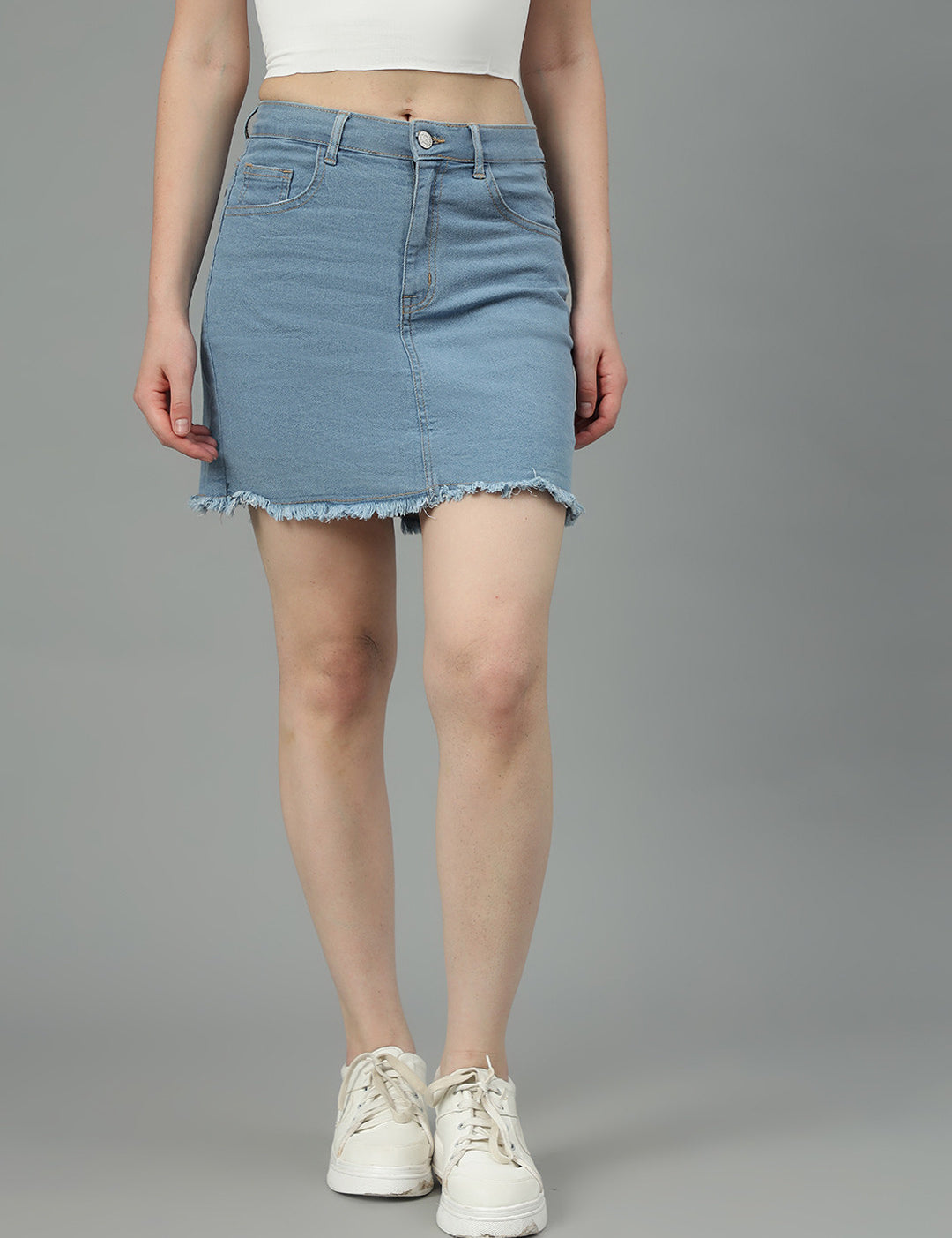 KOTTY Solid Women Pencil Light Blue Skirt 