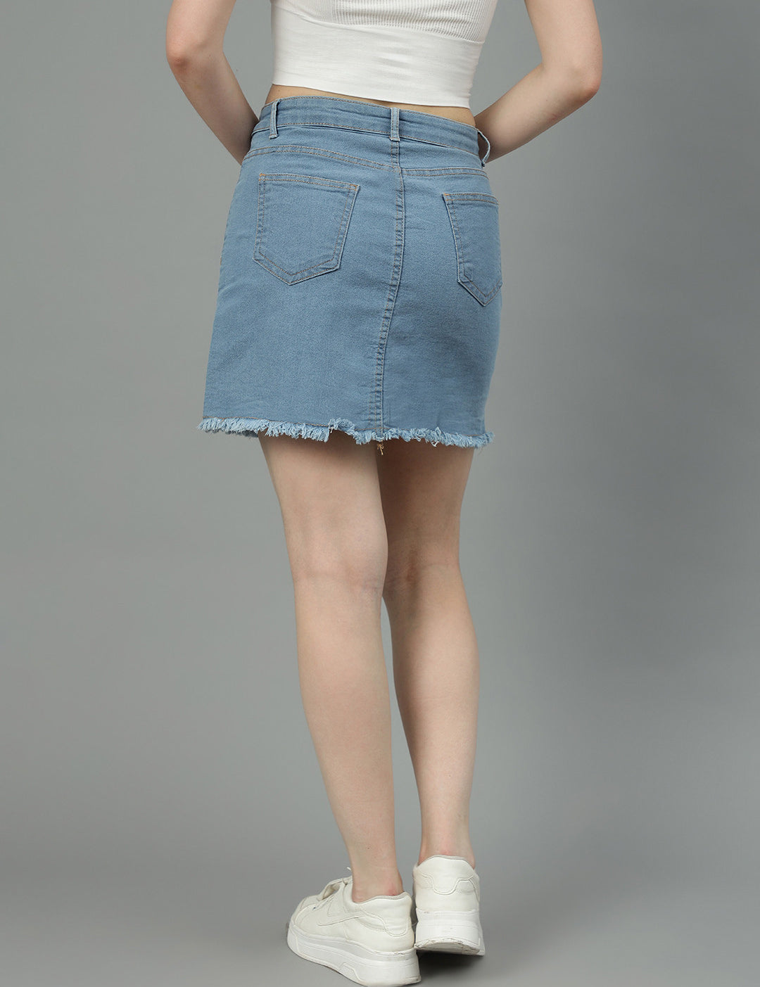 KOTTY Solid Women Pencil Light Blue Skirt 