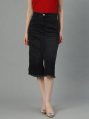 KOTTY Solid Women Pencil Black Skirt 