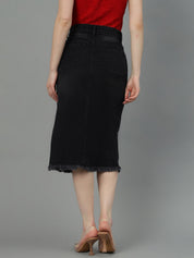 KOTTY Solid Women Pencil Black Skirt 