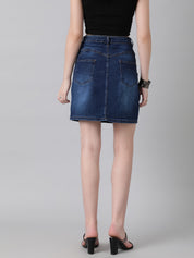 KOTTY Solid Women Pencil Dark Blue Skirt 