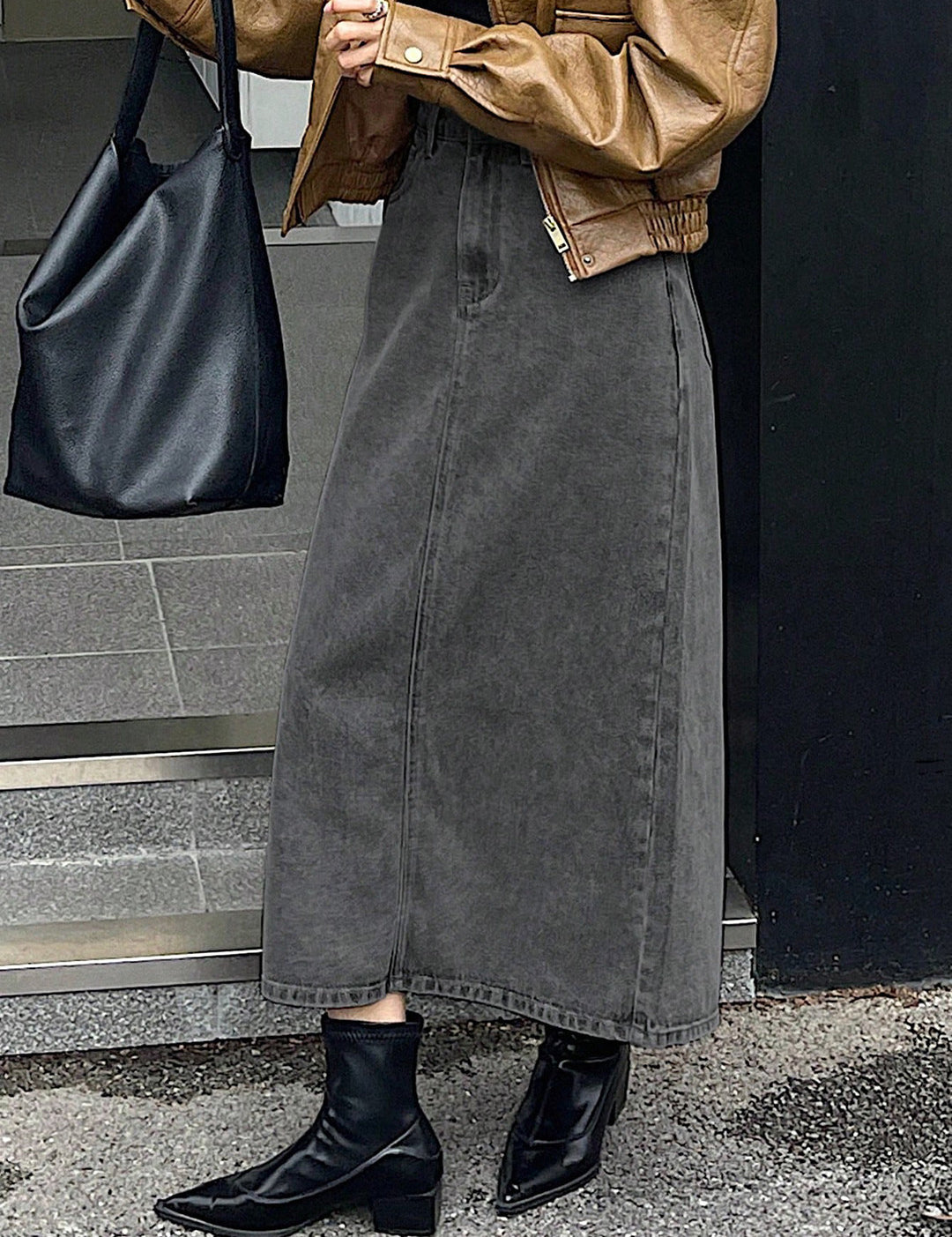 KOTTY Solid Women Straight Grey Skirt 