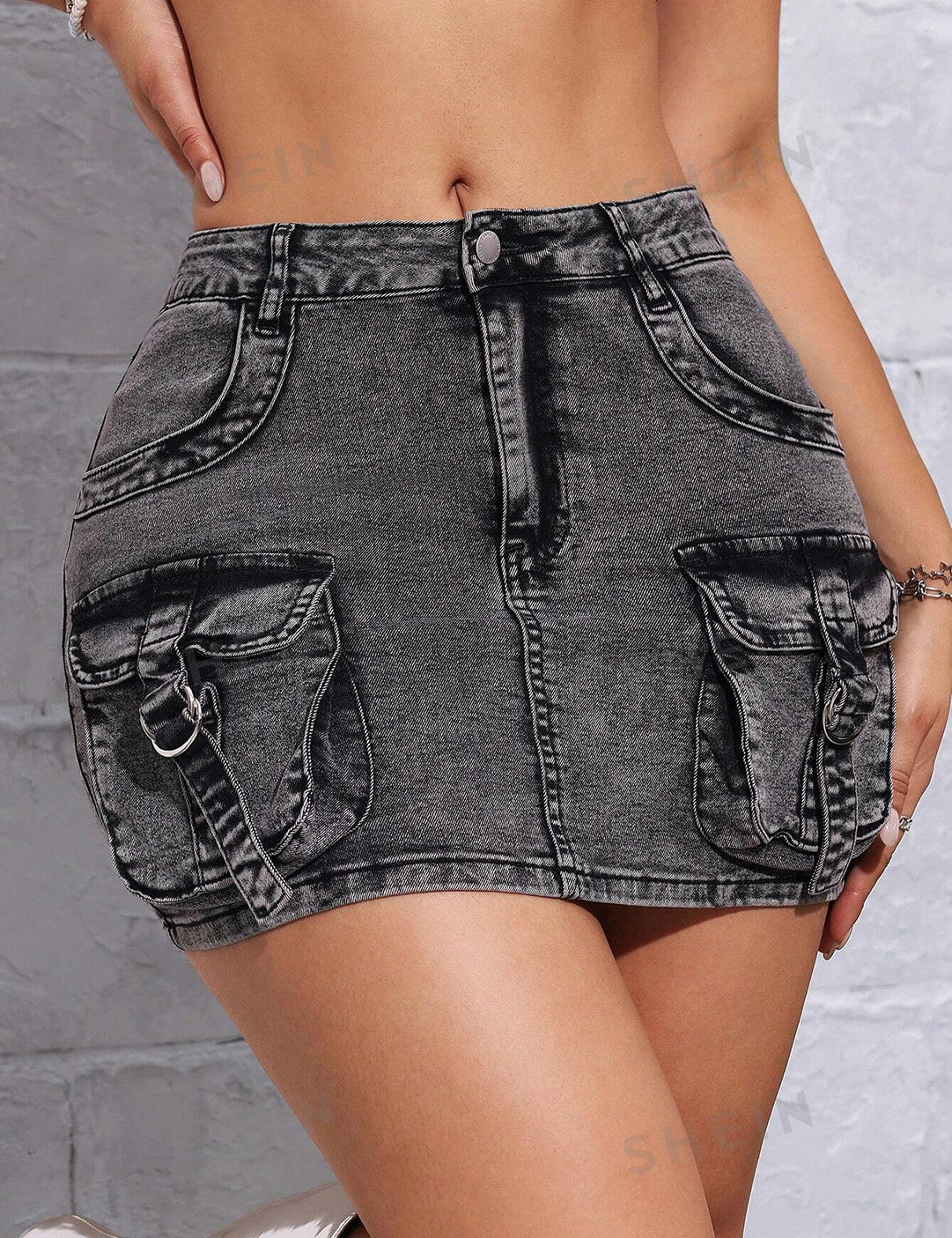 KOTTY Solid Women Regular Grey Skirt 