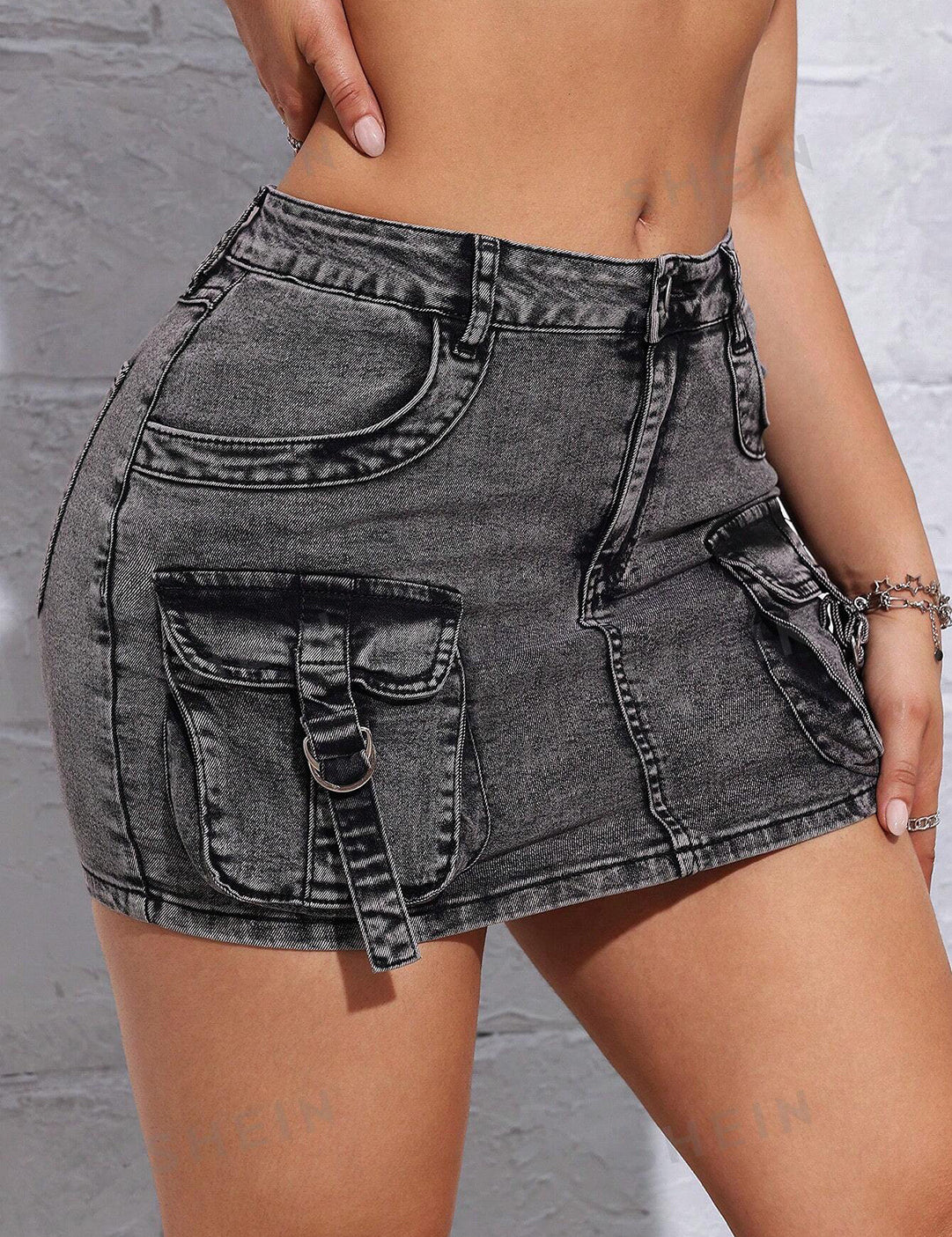 KOTTY Solid Women Regular Grey Skirt 
