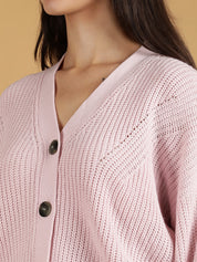 KOTTY Solid V Neck Casual Women Pink Sweater 