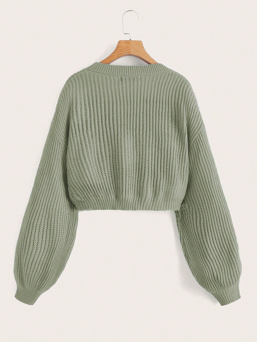 KOTTY Self Design V Neck Casual Women Green Sweater 