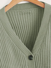 KOTTY Self Design V Neck Casual Women Green Sweater 
