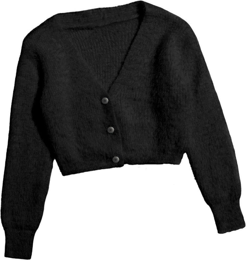 KOTTY Self Design V Neck Casual Women Black Sweater 