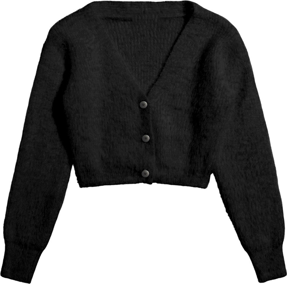 KOTTY Self Design V Neck Casual Women Black Sweater 
