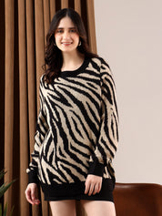 KOTTY Printed Round Neck Casual Women Multicolor Sweater 