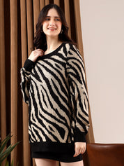 KOTTY Printed Round Neck Casual Women Multicolor Sweater 