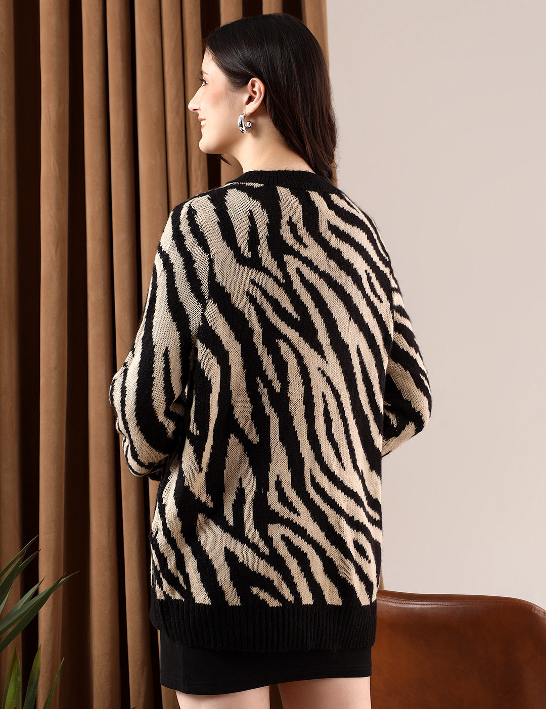 KOTTY Printed Round Neck Casual Women Multicolor Sweater 