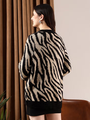 KOTTY Printed Round Neck Casual Women Multicolor Sweater 