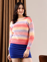 KOTTY Printed Round Neck Casual Women Multicolor Sweater 