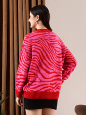 KOTTY Printed Round Neck Casual Women Multicolor Sweater 