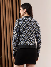 KOTTY Printed Round Neck Casual Women Multicolor Sweater 