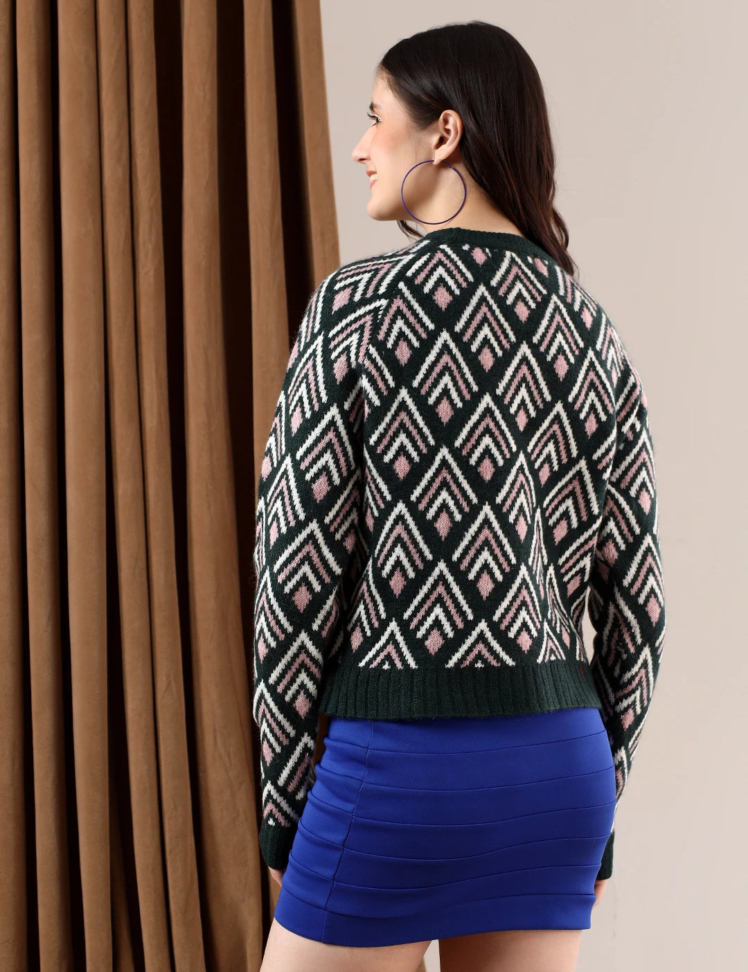KOTTY Self Design Round Neck Casual Women Multicolor Sweater 