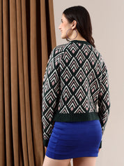 KOTTY Self Design Round Neck Casual Women Multicolor Sweater 