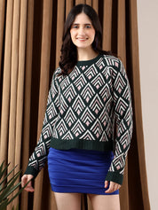 KOTTY Self Design Round Neck Casual Women Multicolor Sweater 