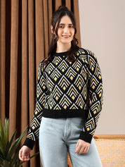 KOTTY Colorblock Round Neck Casual Women Multicolor Sweater 