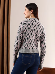 KOTTY Printed Round Neck Casual Women Multicolor Sweater 