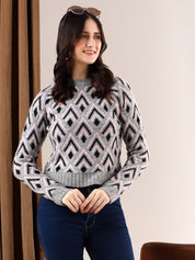 KOTTY Printed Round Neck Casual Women Multicolor Sweater 