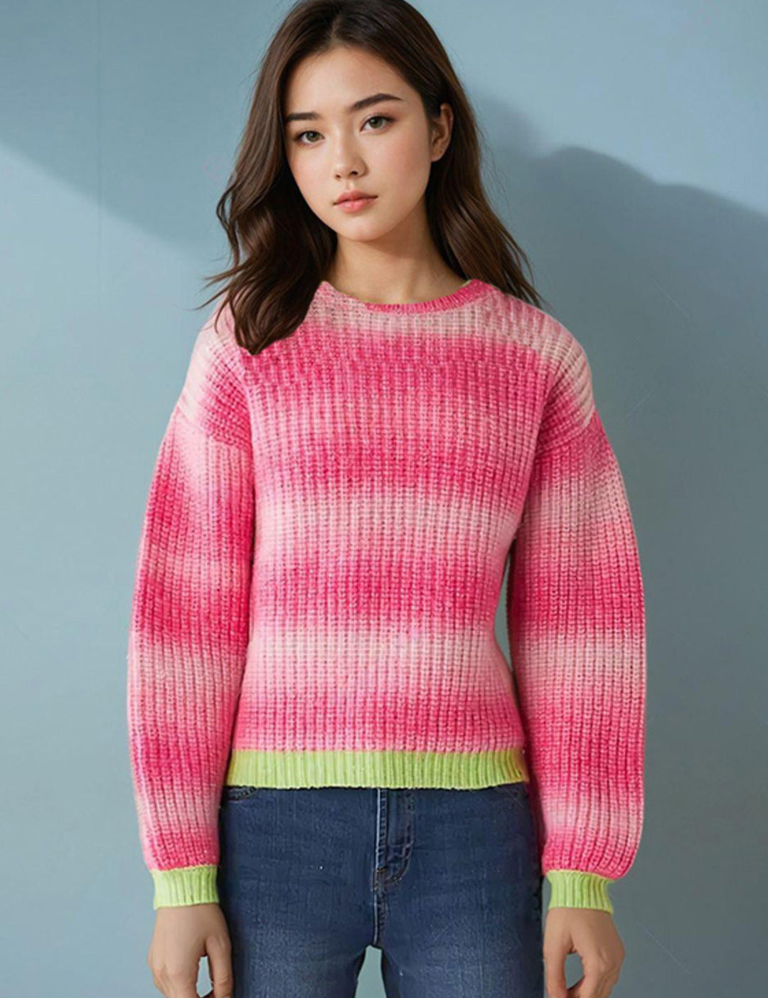 KOTTY Self Design Round Neck Casual Women Multicolor Sweater 