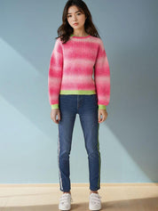 KOTTY Self Design Round Neck Casual Women Multicolor Sweater 