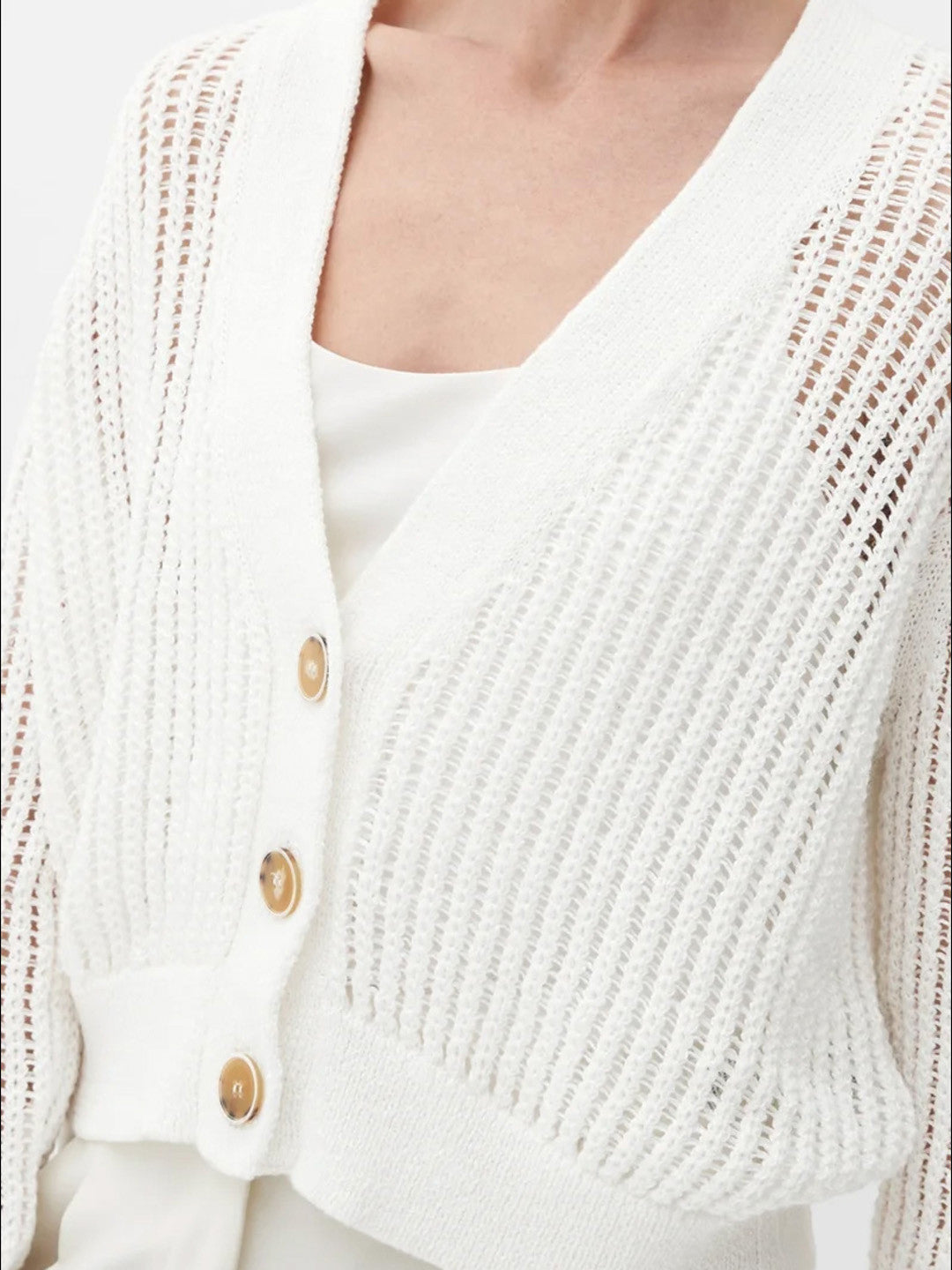 KOTTY Solid V Neck Casual Women White Sweater 