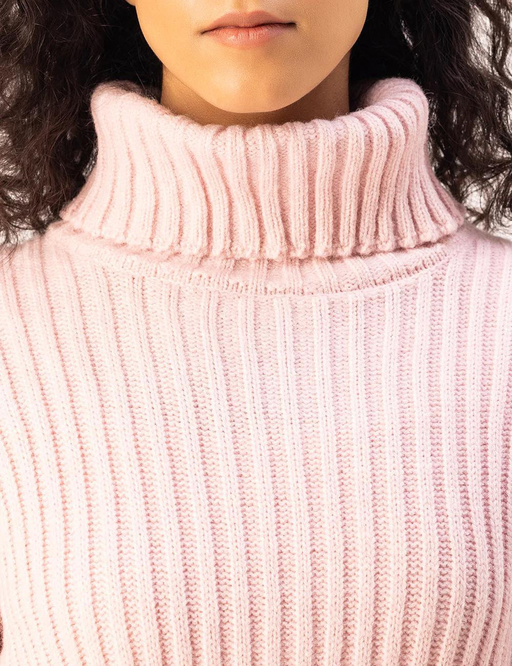 KOTTY Striped High Neck Casual Women Pink Sweater 