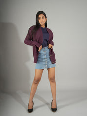 KOTTY Solid V Neck Casual Women Maroon Sweater 