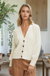 KOTTY Solid V Neck Casual Women White Sweater 