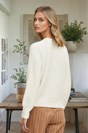 KOTTY Solid V Neck Casual Women White Sweater 