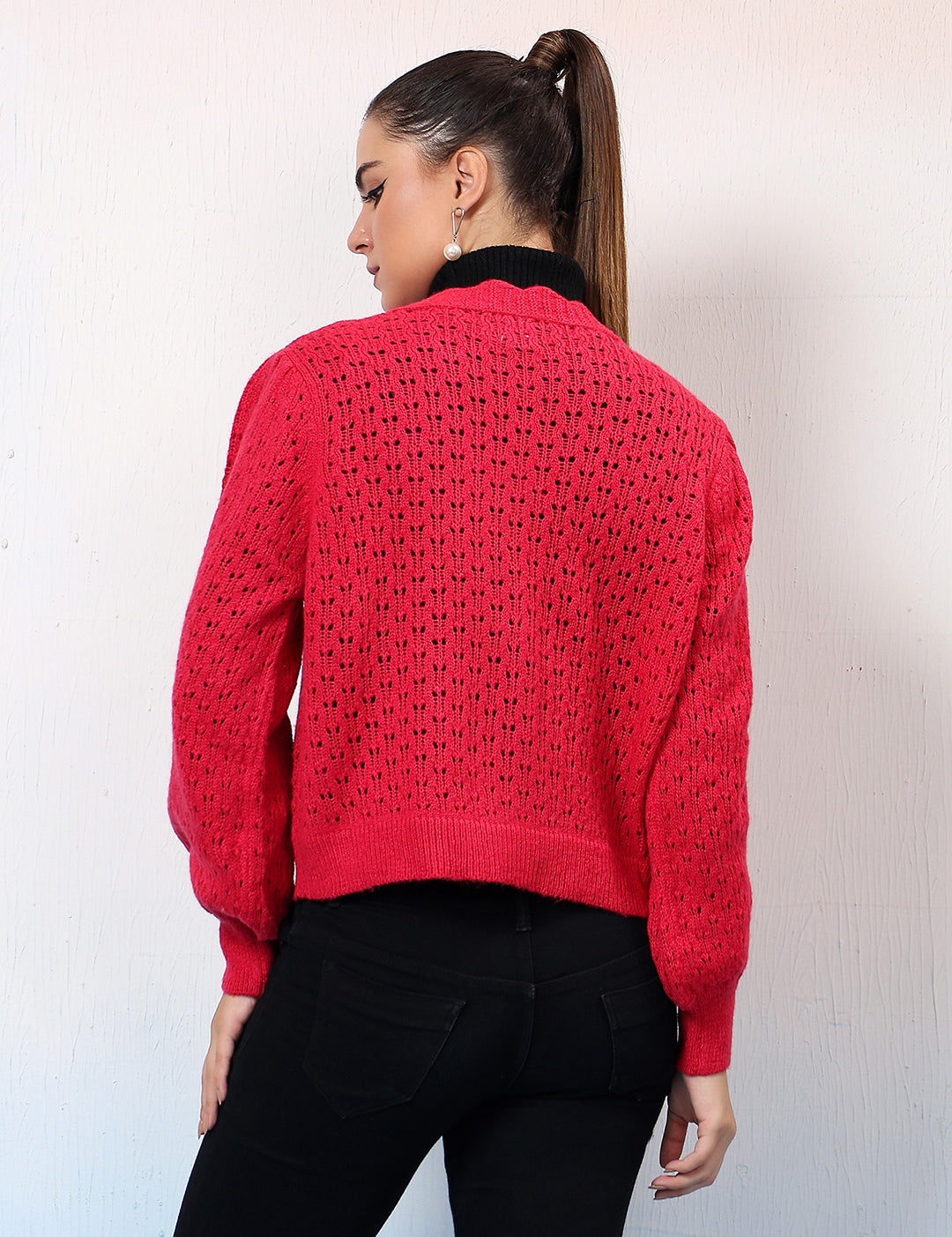 KOTTY Solid V Neck Casual Women Pink Sweater 