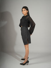 KOTTY Solid Round Neck Casual Women Black Sweater 