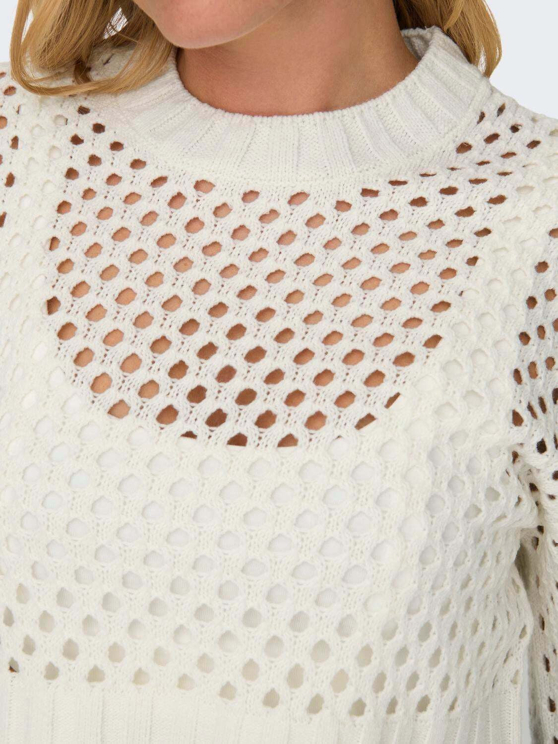 KOTTY Self Design High Neck Casual Women White Sweater 