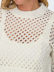 KOTTY Self Design High Neck Casual Women White Sweater 