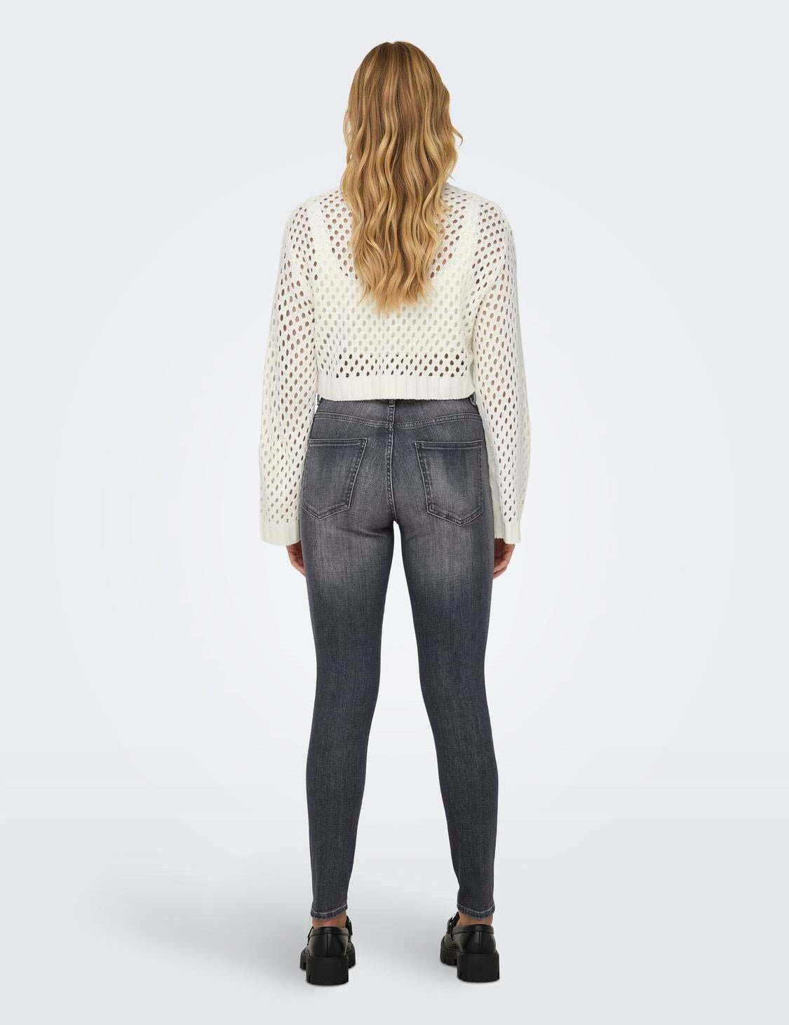 KOTTY Self Design High Neck Casual Women White Sweater 