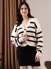KOTTY Printed V Neck Casual Women Multicolor Sweater 