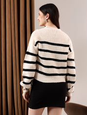 KOTTY Printed V Neck Casual Women Multicolor Sweater 
