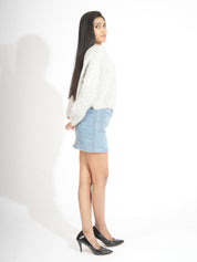 KOTTY Solid Round Neck Casual Women White Sweater 