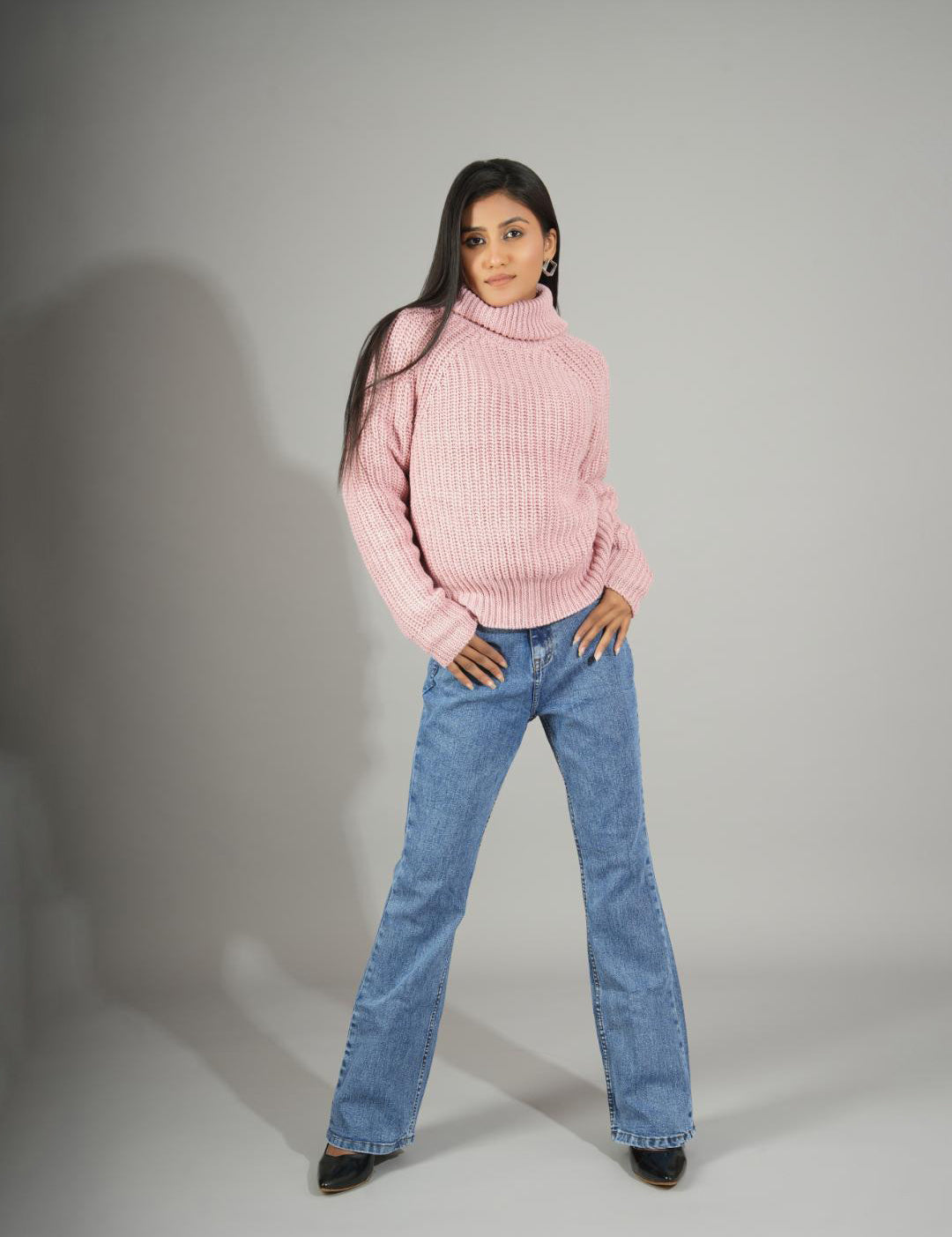 KOTTY Woven Collared Neck Casual Women Pink Sweater 
