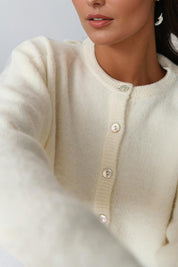 KOTTY Solid Round Neck Casual Women White Sweater 