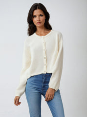 KOTTY Solid Round Neck Casual Women White Sweater 