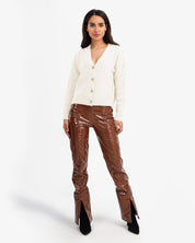 KOTTY Solid V Neck Casual Women White Sweater 
