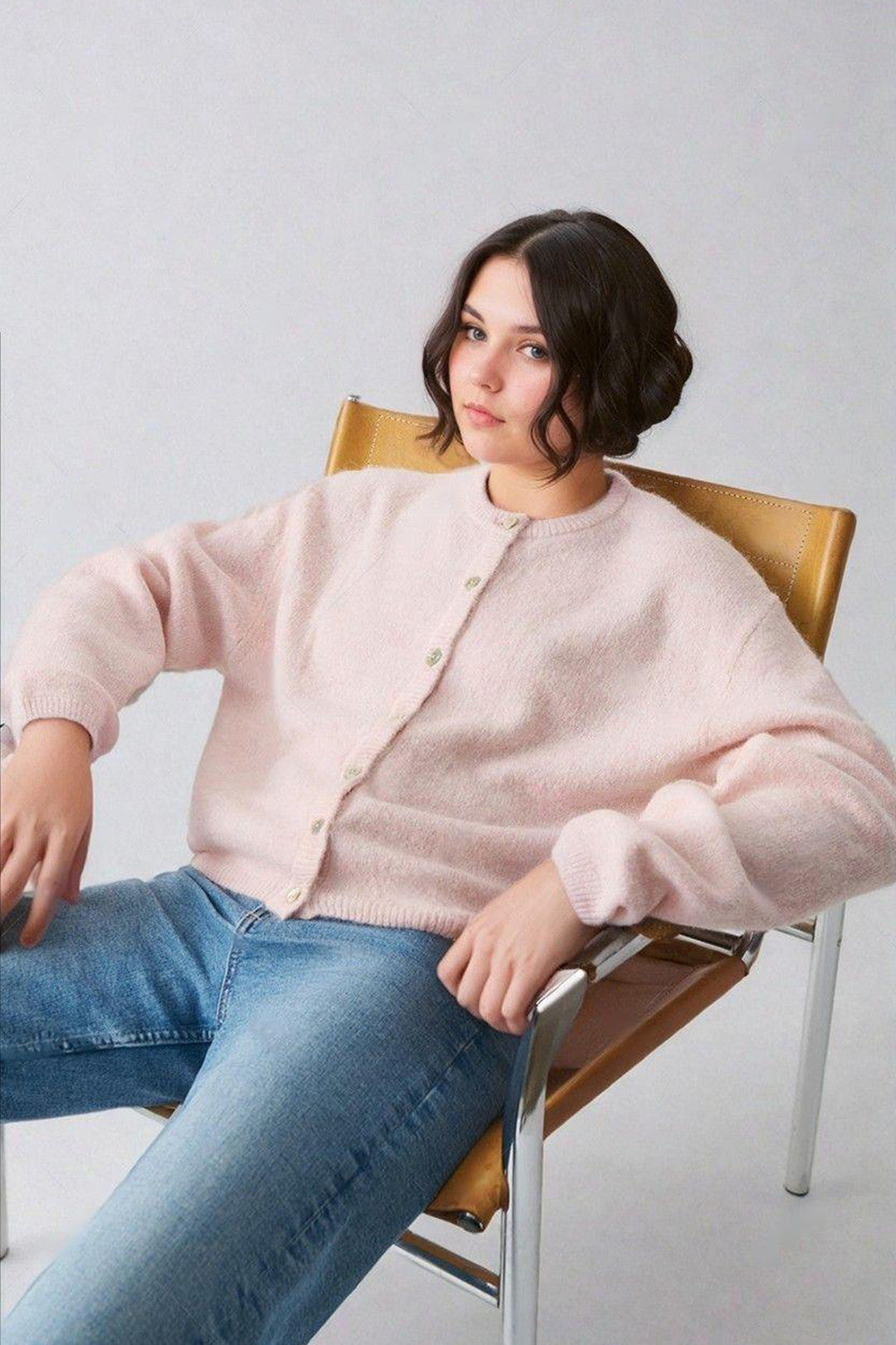 KOTTY Solid Round Neck Casual Women Pink Sweater 