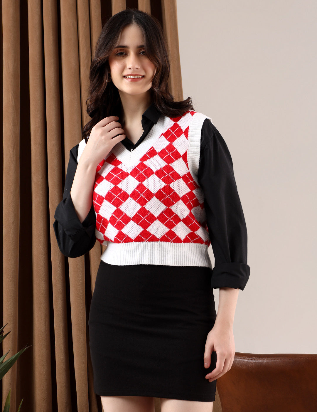 KOTTY Printed V Neck Casual Women Multicolor Sweater 