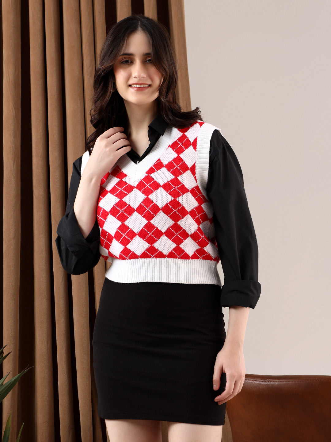 KOTTY Printed V Neck Casual Women Multicolor Sweater 