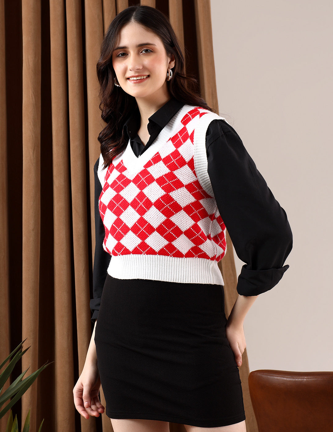KOTTY Printed V Neck Casual Women Multicolor Sweater 