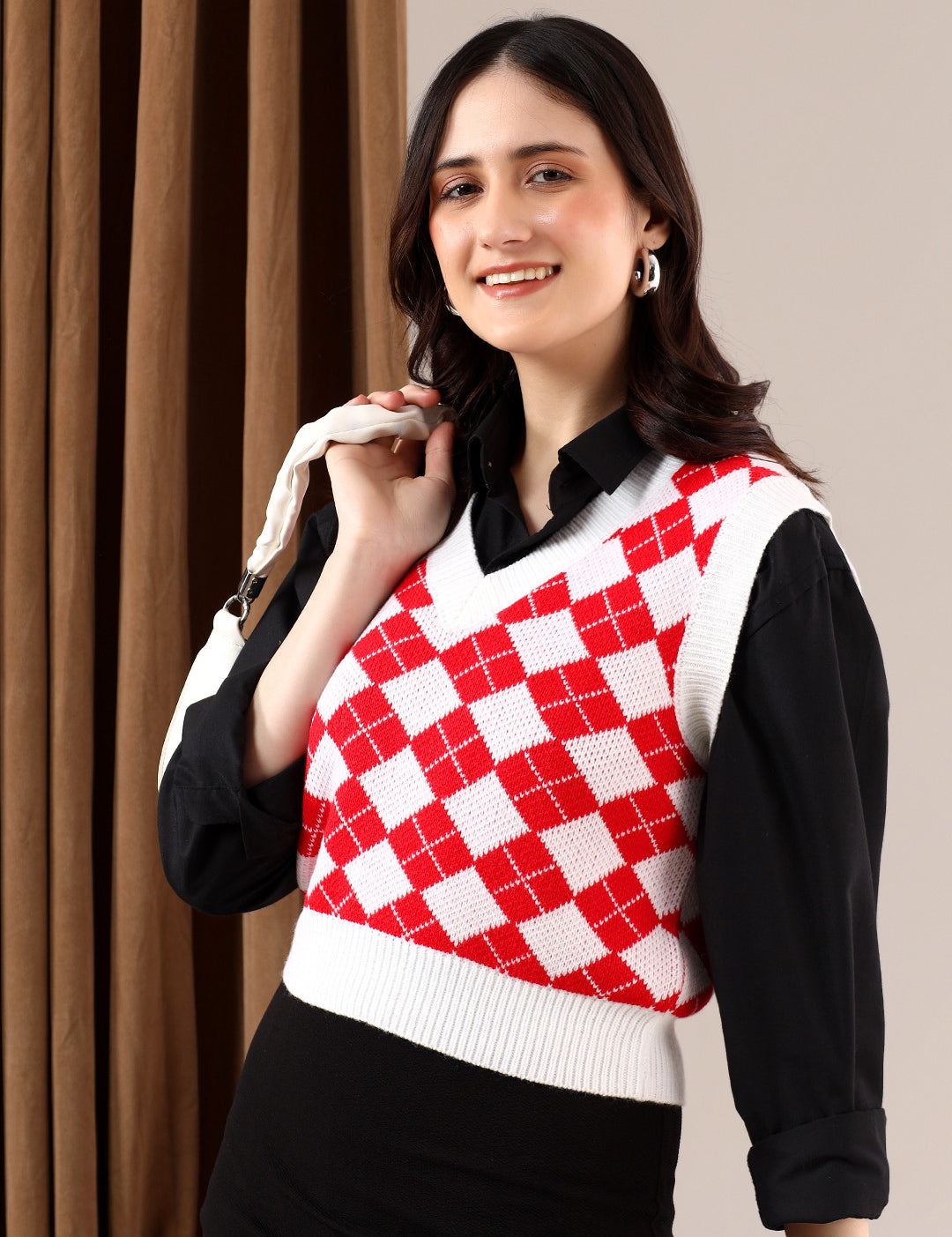 KOTTY Printed V Neck Casual Women Multicolor Sweater 